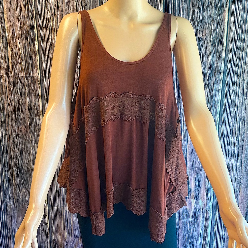 American Eagle soft & sexy lace lined flowy swing tank burnt orange size small